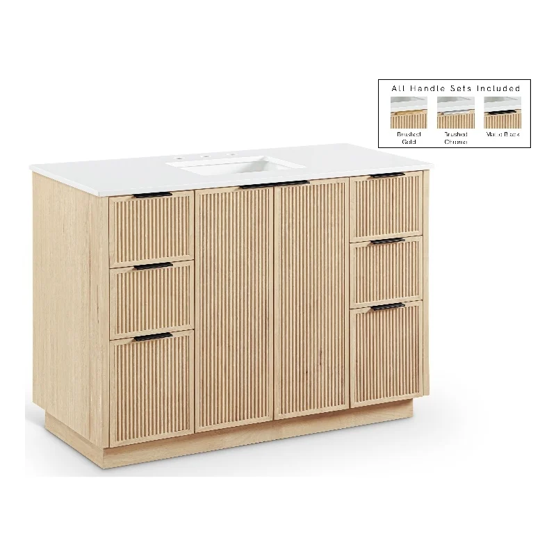 Photo 1 of Meridian Furniture Willard 48" Natural Engineered Stone Bathroom Vanity
