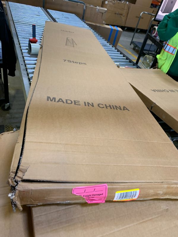 Photo 1 of 7 Step Folding Ladder,Heavy - Duty Step Stool with Anti - Slip Pedal and Handrails, 330lbs Portable Sturdy Carbon Steel Ladder for Home & Kitchen Use,Black