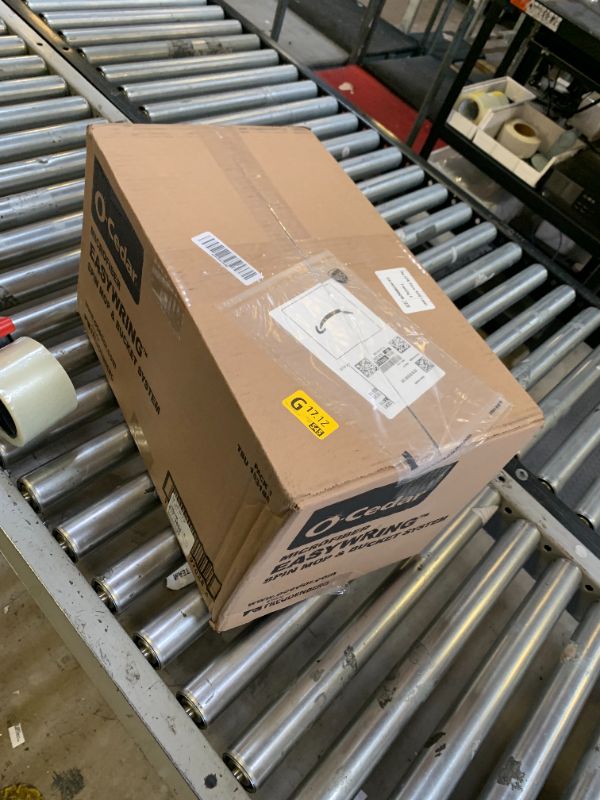 Photo 1 of O-Cedar EasyWring Microfiber Spin Mop & Bucket Floor Cleaning System + 2 Extra Refills, Red/Gray