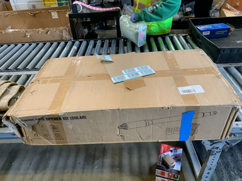 Photo 1 of JUJIANG C01 Solar Gate Opener with Batteries & Solar Panel for Dual Swing Gates Up to 440lb 12FT per Arm Automatic Gate Opener with Remote Complete Kit Light Duty Automatic Gate Openers Solar Powered