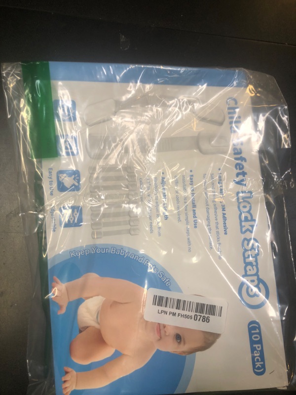 Photo 1 of 10 Pack Cabinet Locks Baby Proofing, Child Proof Cabinet Locks with 3M Adhesive - Easy Installation with Adjustable Straps, Multi-Purpose Child Safety Latches for Drawers Fridge Trash Cans Toilets