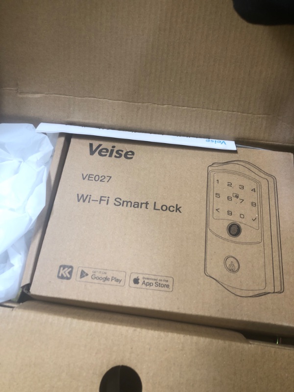 Photo 1 of Veise VE027-H Built-in Wi-Fi Fingerprint Smart Deadbolt Lock with Handleset, App Remote & Voice Control, Keyless Entry Front Door Lock Set, Touchscreen Keypad, Auto-Lock, Easy Setup, Satin Nickel