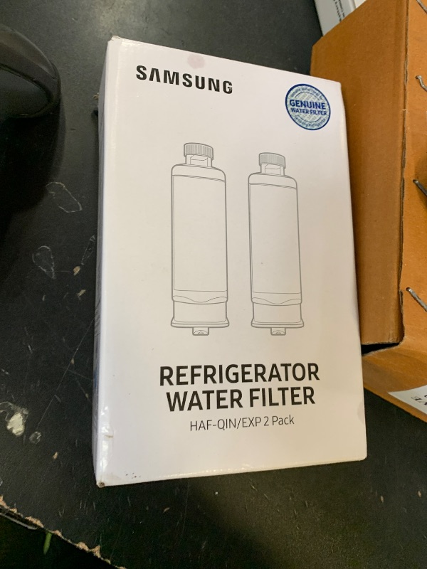 Photo 1 of Samsung HAF-QIN-2P/EXP Genuine Refrigerator Water Filter, Reduces 99% of Harmful Contaminants for Clean, Clear Drinking Water, 6-Month Life, Easy Install, Pack of 2