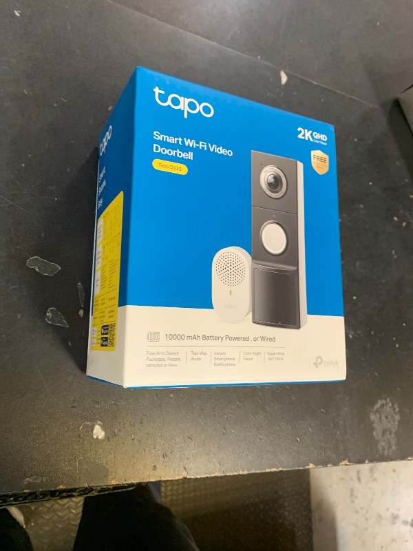 Photo 1 of Tapo 2K+ Wired or Battery Powered Smart Video Doorbell with Chime - 180° Field of View, Person/Vehicle/Package Detection, Ring Call, 2-Way Audio, Subscription-Free Local Storage or Optional Cloud,D225