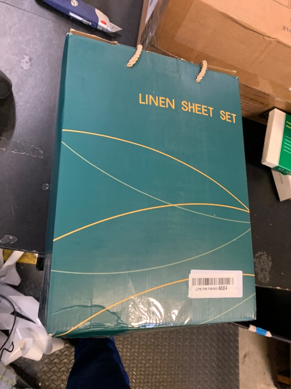 Photo 1 of SONORO KATE 100% French Pure Linen Sheets, Extra Deep Pocket up to 18"-24", Breathable and Durable Linen Sheets, Anti-Tear Linen Bed Sheets, Machine Washable - 4 Piece (Natural Linen, King(24" deep))