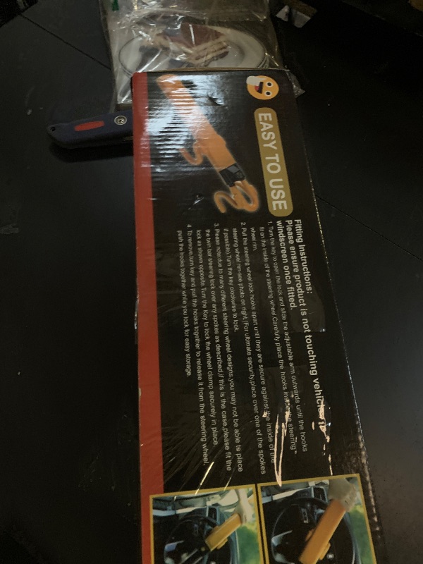 Photo 1 of Tevlaphee Steering Wheel Lock Anti-Theft Car Device Heavy Duty Security Car Lock Antitheft Locking Devices Great Deterrent Adjustable Car Wheel Lock Anti Theft for Vehicle Truck with 3 Keys(Black)