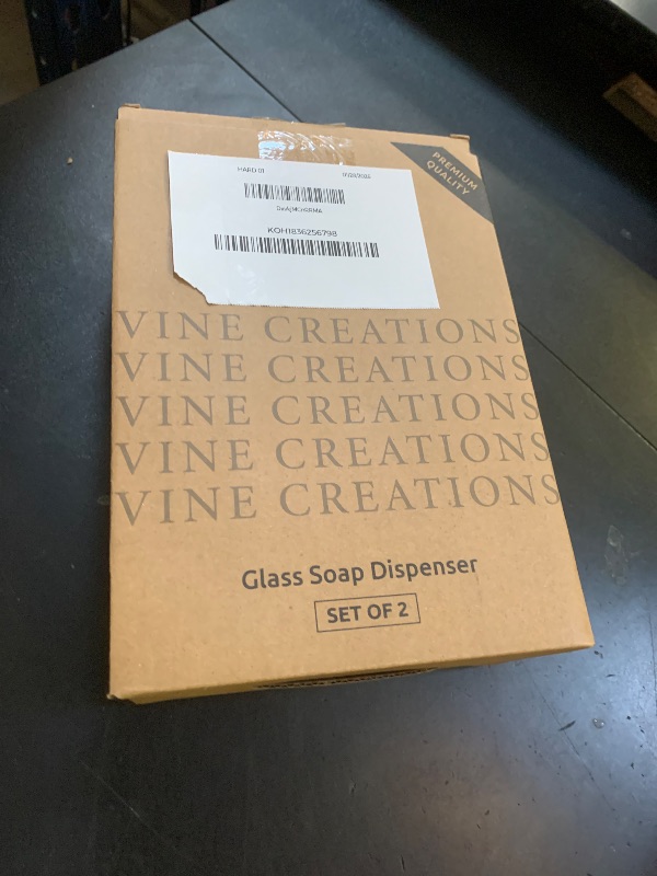 Photo 1 of Vine Creations Clear Glass Soap Dispenser, 2 Pack Kitchen Soap Dispenser Set with Stainless Steel Pump, 16 oz Dish Soap and Hand Soap Dispensers for Bathroom with Waterproof Labels
