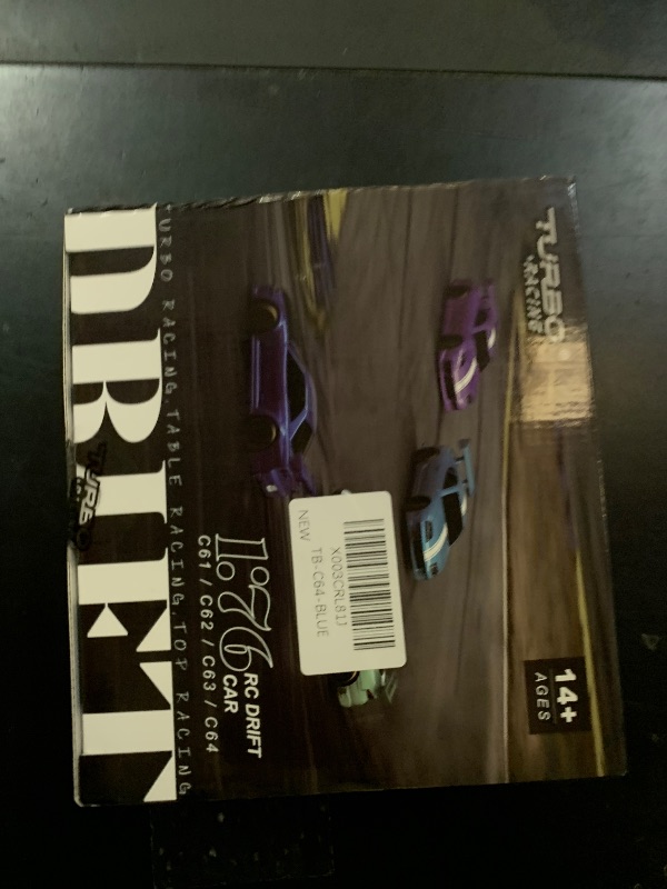 Photo 1 of FLYCOLOR Turbo Racing 1:76 Scale Drift RC Car with Gyro Mini Full Proportional RTR 2.4GHZ Remote Control with 2 Replaceable Body Shell (C64-BLUE)