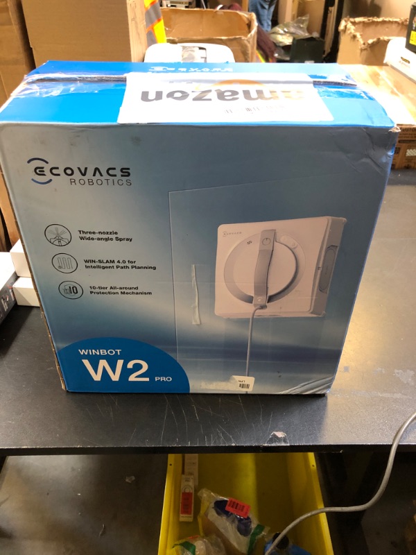 Photo 1 of ECOVACS WINBOT W2 PRO Window Cleaning Robot, 3 Nozzles Water Sprayer, 10-Level Protection, Win-SLAM 4.0 Path Planning, Steady-Climbing, Edge Detection, App Control