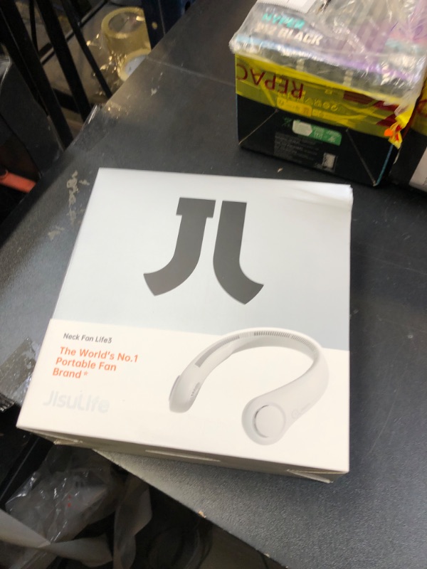 Photo 1 of JISULIFE Portable Neck Fan, Hands-Free Bladeless, 5 Speeds, 4000 mAh Battery Operated Wearable Personal Fan, Twistable, Rechargeable, Gift for Women Men-Grey