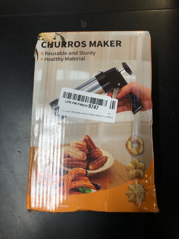Photo 1 of Churro Maker Machine,Stainless Steel Churro Maker Kits Including 8 Discs Nozzles,8 Churro Piping Tips,Cleaning Brush,Filling Piping Bag,for Homemade Different Shape Churros,Cookie