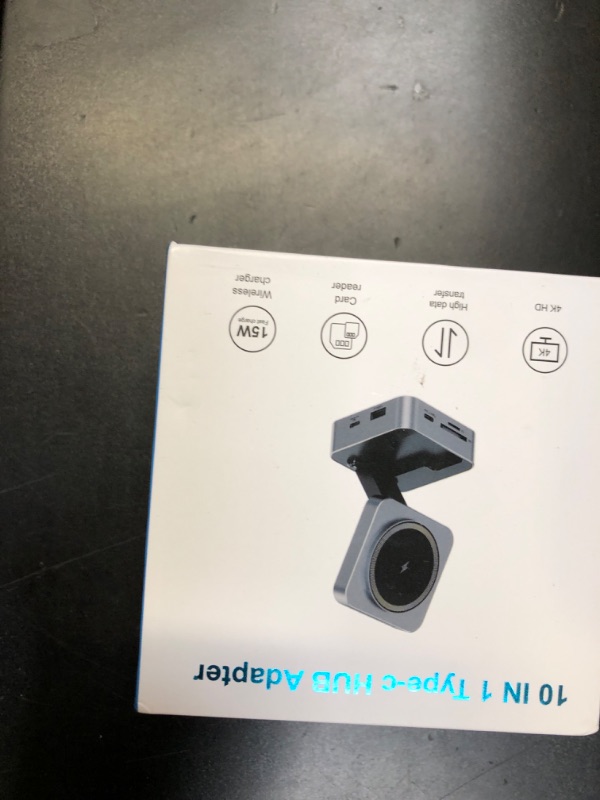 Photo 1 of 10-in-1 Portable USB-C Hub with Wireless Charger, 4K HDMI, Made with Aluminum Alloy Casing for Durability, Compatible with Mac, Windows, Compact and Lightweight USB C Docking Station for Travel