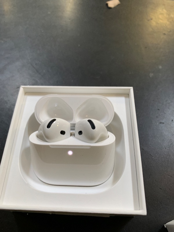 Photo 1 of Apple AirPods 4 Wireless Earbuds, Bluetooth Headphones, Personalized Spatial Audio, Sweat and Water Resistant, USB-C Charging Case, H2 Chip, Up to 30 Hours of Battery Life, Effortless Setup for iPhone