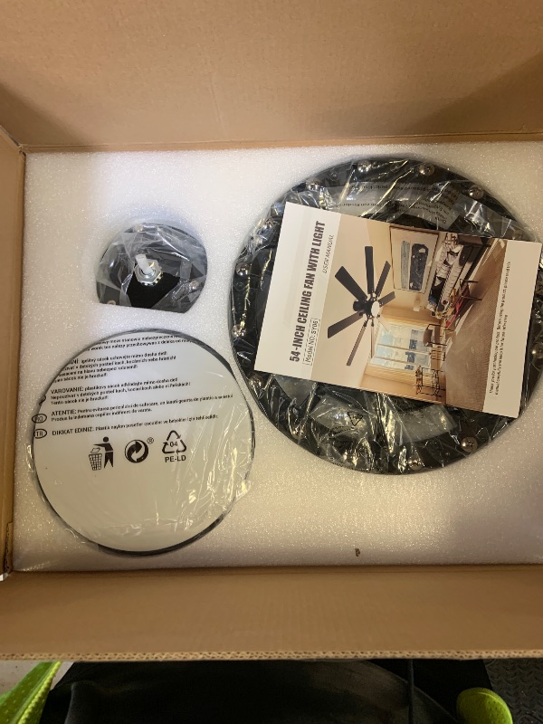 Photo 1 of lspmke Ceiling Fans with Lights, 54 inch Low Profile Ceiling Fan with Light and Remote Control, Flush Mount Ceiling Fan for Bedroom, Living Room, Reversible, 3CCT, Dimmable, Noiseless DC Motor, Black