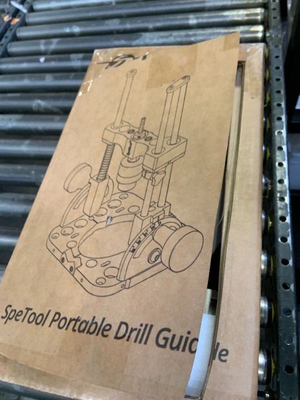 Photo 1 of SpeTool Portable Drill Guide with Liner Ball Bearings Guide Poles, 1/2” Chuck Drill Press Adapter for Hand Drill Adjustable from 0-60°, Multi Angle Drill Guide for Straight Holes Woodworking