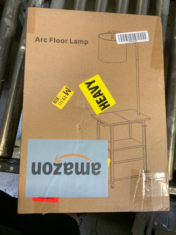 Photo 1 of PESRAE Floor Lamp with Table & 2 Drawers, End Table with 3 Color Temperature Reading Light, Side Table Lamp with USB & Type C & AC Charging Port for Living Room, Bedroom