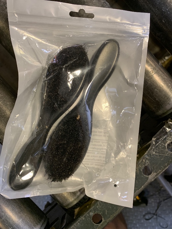 Photo 1 of Mozeat Lens Hair Brush, 2 PCS Natural Boar Bristle, ABS Handle Professional Barber Brush for Detangling, Smoothing, Restores Shine, Beard Brush for Men