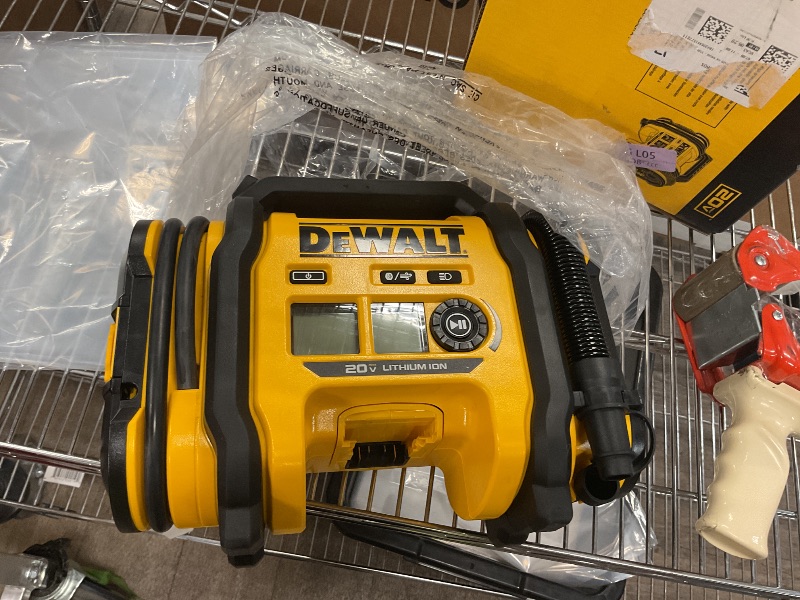 Photo 1 of DEWALT Tire Inflator Portable Air Compressor 20V MAX, Car Air Pump with Automatic Shut Off, LED Light, Tool Only (DCC020IB)