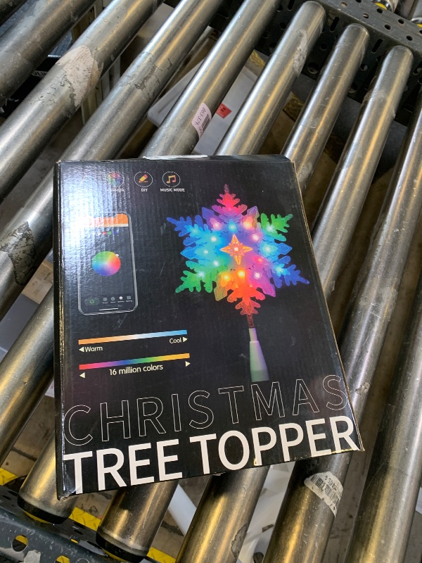 Photo 1 of 10” Smart Christmas Snowflake Tree Topper with 20 RGB Lights, DIY Colors Changing, Music Sync, Timer, for Xmas Tree Indoor Party Home Office Decoration