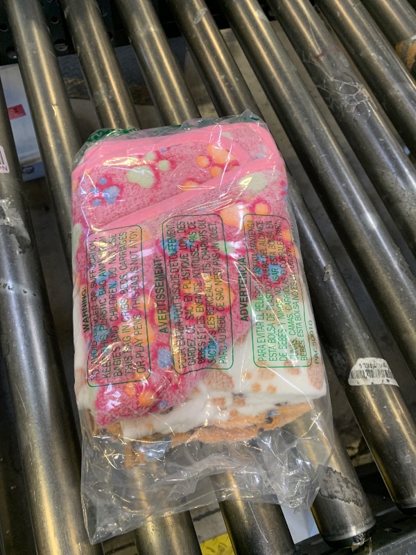 Photo 1 of 1 Pack 3 Blankets Super Soft Fluffy Premium Fleece Pet Blanket Flannel Paw Printed Throw for Dog Puppy Cat (Medium 30x20'', Brown, Pink, White)