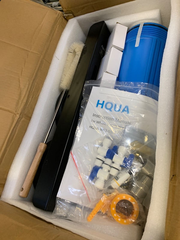 Photo 1 of HQUA WF3-01 3-Stage Whole House Water Filtration System, Reduces Heavy Metals (Lead, Mercury, Copper, Nickel, Chromium), Chloramine, Sediment, Odor, and VOC’s