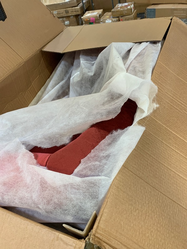 Photo 1 of GDFStudio Melaina Tufted Chesterfield Velvet Loveseat with Scrolled Arms, Garnet and Dark Brown