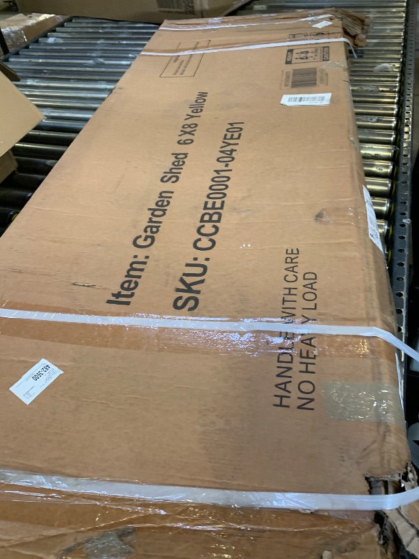 Photo 1 of Jintop 10x12 FT Metal Aluminum Outdoor Storage Shed,Waterproof Tool Sheds with Window,Heavy-Duty Sheds Unit w/Door and Vents,for Storing Bicycles,Lawnmowers,Barbeques,White+Yellow