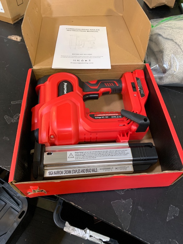 Photo 1 of MtiolHig Cordless 2" Brad Nailer Compatible with Milwaukee Battery(No Battery), 2-in-1 Electric Nail Gun/Staple Gun, 18 Gauge Nail Gun Battery Powered with 1000 Nails for Wood Carpentry
