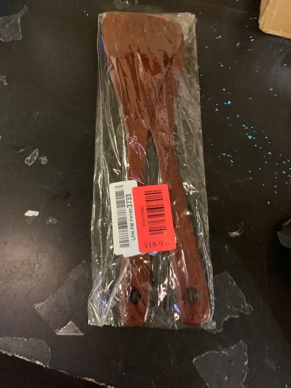 Photo 1 of 2PCS Wooden Spatula Set for Cooking - 12.8 Inches Natural Wood Spatulas for Non-stick Cookware, Flat Horn-Shaped Frying Spatulas, Long Handle Wooden Cooking Utensils