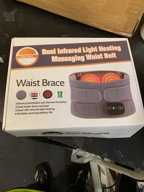 Photo 1 of Lower Back Massager with Heat, Heating Pad for Back, Stomach Heating Pad, Waist Belt Wrap with Heat Vibration 3 Levels Adjustable, Touchscreen Control, Adjustable Size, Gifts for Dad Mom (Grey)