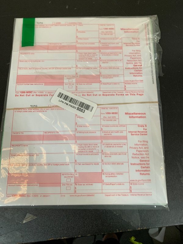 Photo 1 of 1099 MISC Forms 2025 Laser Tax Forms 4 Part Kit for 25 Individuals - Designed for QuickBooks and Accounting Software 1099 Misc 2025