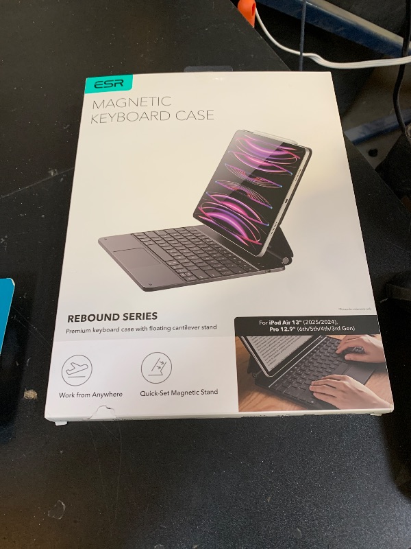 Photo 1 of ESR iPad Air 13 Inch Case Keyboard (M3/M2, 2025/2024) & iPad Pro 12.9 inch (6th/5th/5th/3rd) Magic Keyboard, Easy-Set Floating Cantilever Stand, Precision Multi-Touch Trackpad, Rebound Series, Black