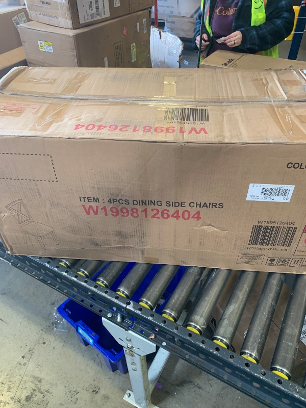 Photo 1 of ONLY CHAIRS****************** Trygoal 6-Piece Dining Table Set for 4-6 People, Kitchen Set with 4 Upholstered Chairs and One Bench, Living Room Chairs with X-Shape Backrest, Rectangular Wooden Table for Home Bar and Kitchen, Gray