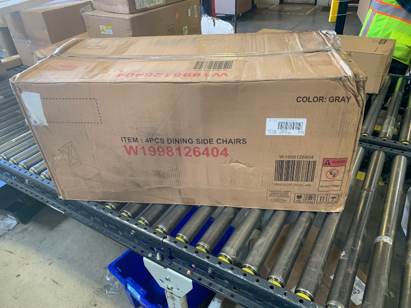 Photo 1 of ONLY CHAIRS****************** Trygoal 6-Piece Dining Table Set for 4-6 People, Kitchen Set with 4 Upholstered Chairs and One Bench, Living Room Chairs with X-Shape Backrest, Rectangular Wooden Table for Home Bar and Kitchen, Gray