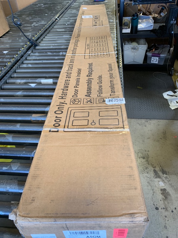 Photo 1 of --FACTORY SEALED-- COSHOMER 42" x 96" Bypass Barn Door, Sliding Barn Door with 7FT Track Hardware Kit Included, H Shape Solid Core MDF Barn Doors, Waterproof PVC Surface, Save Space, Easy to Install, White --FACTORY SEALED--