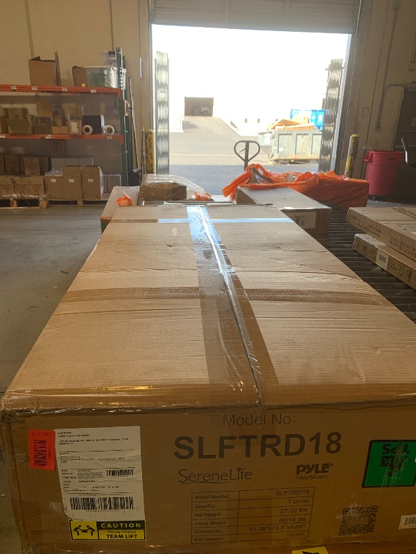 Photo 1 of SereneLife Electric Folding Treadmill - Foldable Home Fitness Equipment for Walking & Running, Indoor Home Cardio Machine with Downloadable App, Safety Key, 12 Training Modes, Bluetooth Connectivity