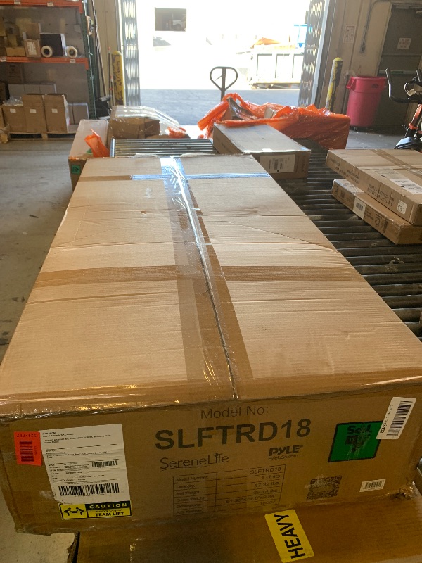 Photo 1 of SereneLife Electric Folding Treadmill - Foldable Home Fitness Equipment for Walking & Running, Indoor Home Cardio Machine with Downloadable App, Safety Key, 12 Training Modes, Bluetooth Connectivity