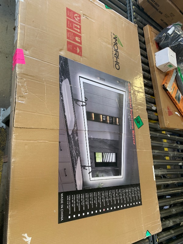 Photo 1 of Amorho 60" X36" LED Bathroom Mirror with Black Frame, Front Light and Backlit(Controlled Separately), Stepless Dimmable, Anti-Fog, Shatter-Proof, 3 Colors, Memory