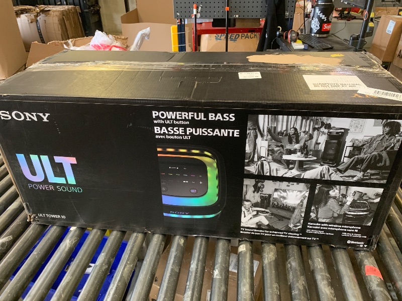 Photo 1 of Sony ULT Tower 10 Bluetooth Karaoke Party Speaker with Powerful Bass, 360° Sound and Party Lights, Included Wireless Microphone – New