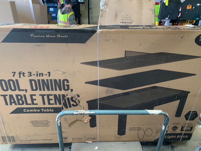 Photo 1 of --FACTORY SEALED--GoSports 7 ft 3 in 1 Pool, Dining, & Table Tennis Combo Table - Convertible Top Game Table with Billiards and Table Tennis Accessories --FACTORY SEALED--