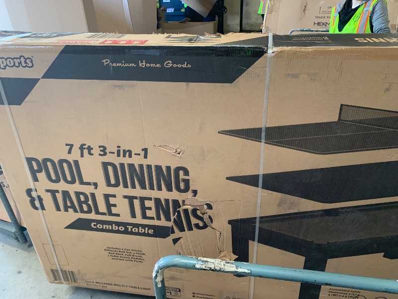 Photo 1 of --FACTORY SEALED--GoSports 7 ft 3 in 1 Pool, Dining, & Table Tennis Combo Table - Convertible Top Game Table with Billiards and Table Tennis Accessories --FACTORY SEALED--