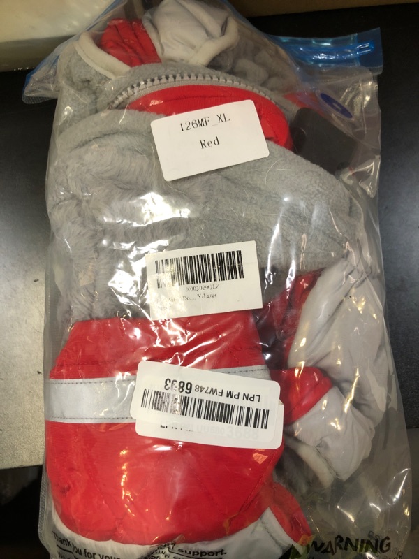 Photo 1 of FUAMEY Dog Coat for Large Dogs,Waterproof Dog Winter Jacket with Harness Built in Puppy Cold Weather Coats Reflective Pet Vest with Zipper Warm Fleece Dogs Snowsuit Windproof Red XL