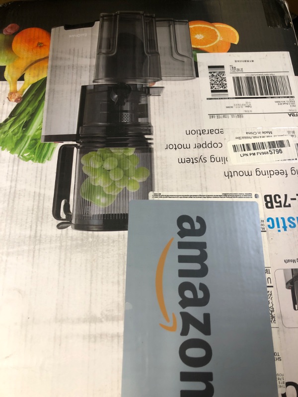 Photo 1 of EanOruus Cold Press Juicer, 5.8" Wide Feed Chute Juice Extractor Machine with 400W, High Juice Yield, Slow Masticating Juicer for Whole Vegetables & Fruits, Metallic Silver