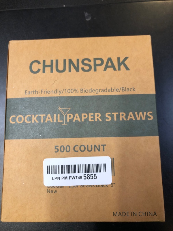 Photo 1 of Paper Cocktail Straws 5 inch - 500 ct. Biodegradable Small Black Paper Drinking Straws Bulk for Short Drinks, Restaurant, Bar, Food Services