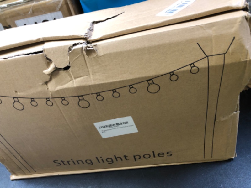 Photo 1 of 10Ft String Light Poles 4 Pack,Light Poles for Outside Lights,Outdoor with Fence Brackets Hanging Lights,Metal Stand Deck Patio Backyard