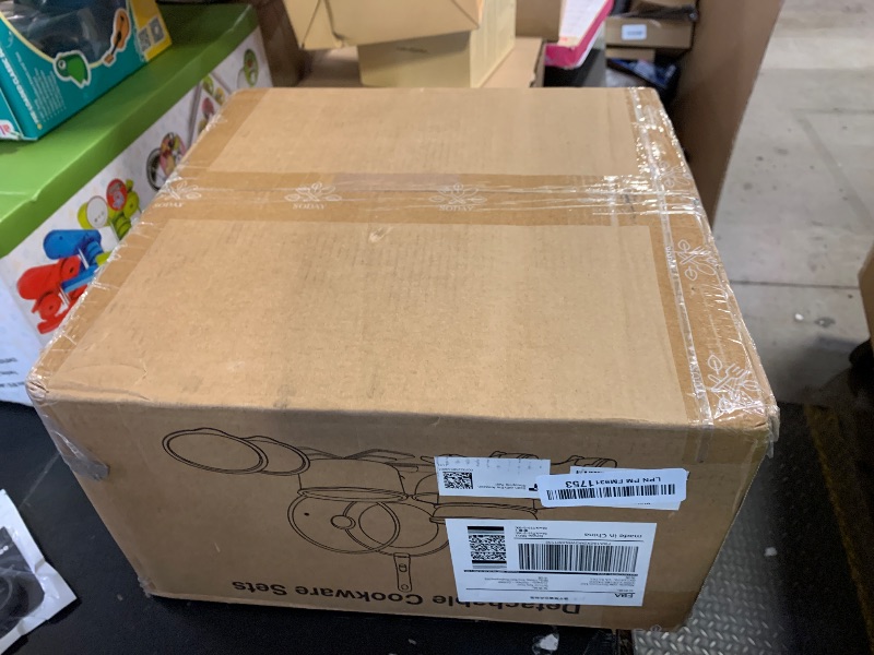 Photo 1 of SODAY 15Pcs Pots and Pans Set Non Stick, Cookware Sets with Detachable Handle, Nonstick RV Kitchen Cooking Tools Removable Handles, Oven Safe, Induction Fast, Stackable Induction Cookware,Black