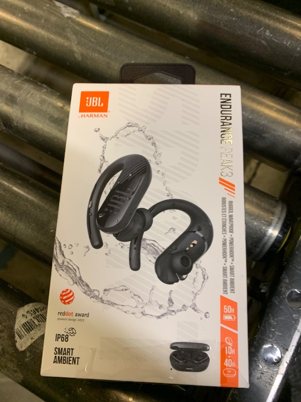 Photo 1 of JBL Endurance Peak 3 - Dust and Water Proof (IP68) True Wireless Active Earbuds, JBL Pure Bass Sound, Up to 50 Total Hours of Playback with Speed Charge, Ambient Aware & Talk Thru (Black)