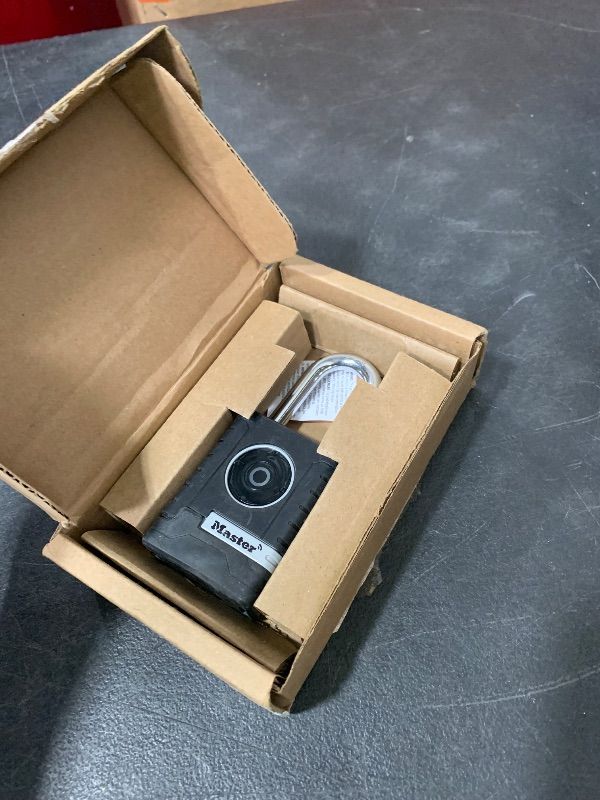 Photo 1 of Master Lock Black Outdoor Bluetooth Smart Padlock with Keypad, Smart Locks for Tools, Gates, Sheds, 2-7/32 inches Wide, 4401LHEC