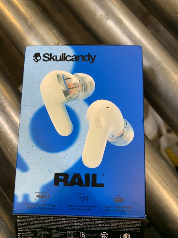 Photo 1 of Skullcandy Rail Wireless Earbuds, Bluetooth Headphones, Noise Isolating Fit, Up to 42 Hours Battery, IP55 Sweat and Water Resistant, Microphone for iPhone Android - Bone