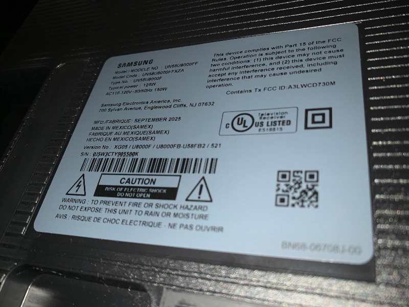 Photo 1 of Samsung 58-Inch Class Crystal UHD U8000F 4K Smart TV (2025 Model) Endless Free Content, Crystal Processor 4K, MetalStream Design, Knox Security, Alexa Built-in